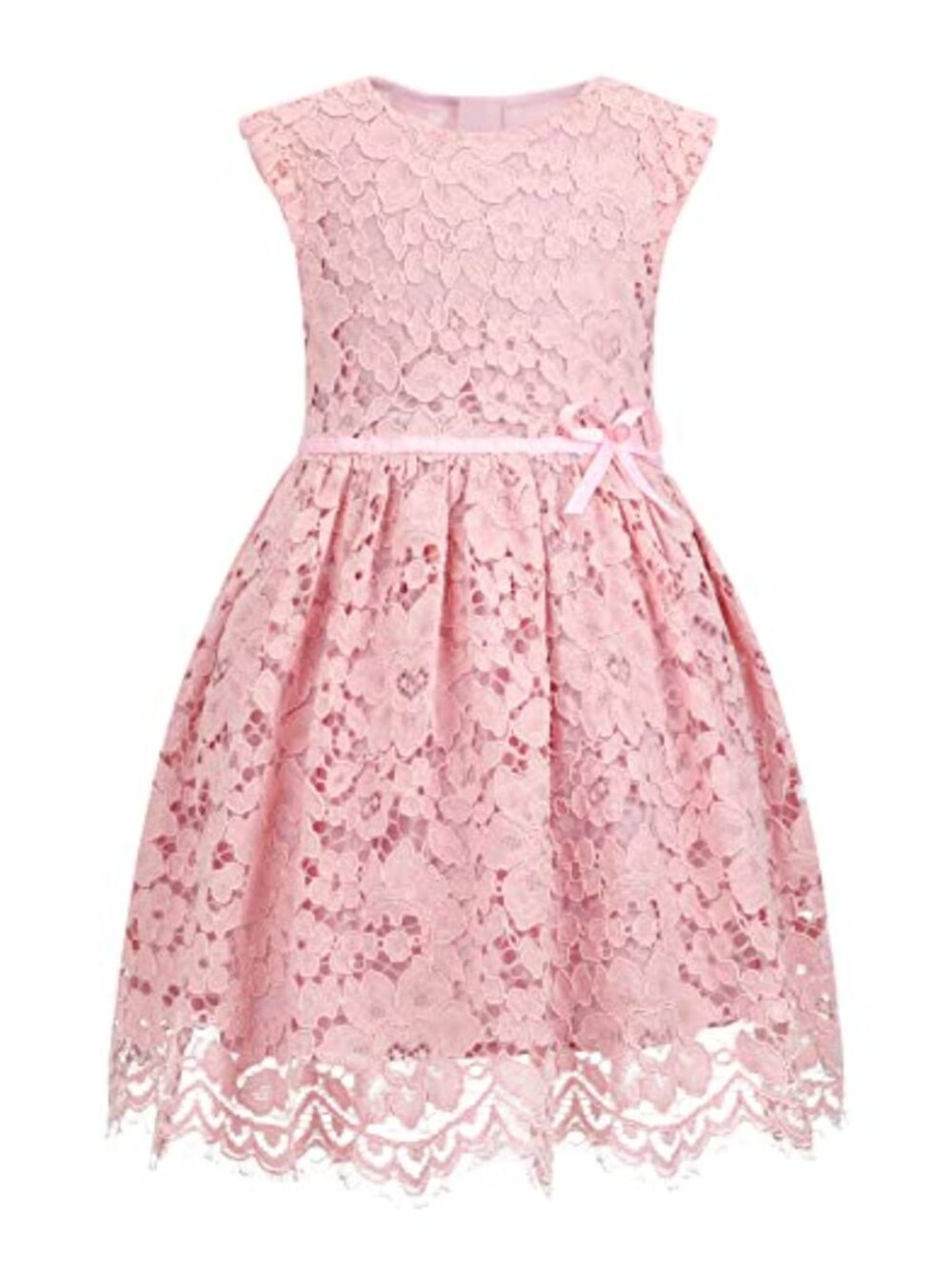 Girls Lace A-Line Flower Girl Dress Beaded Bowknot Sleeveless Special Occasion